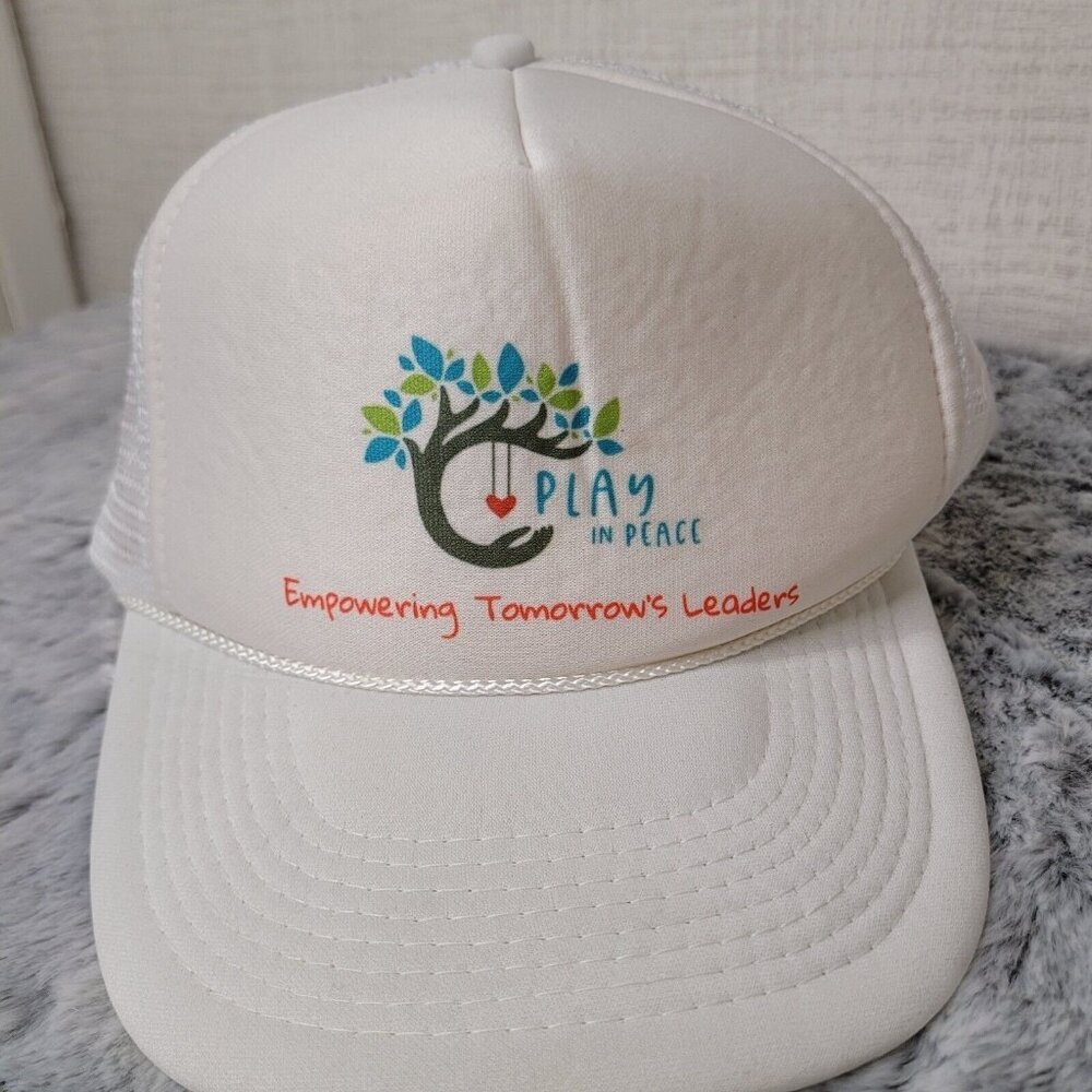 Play In Peace Trucker Hat White Otto Rope Cap Mesh Snapback Foam Front Y2K